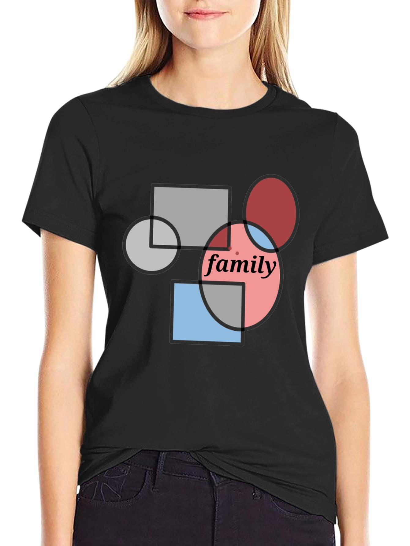 Family Geometric Graphic Tee - Modern Casual Shirt