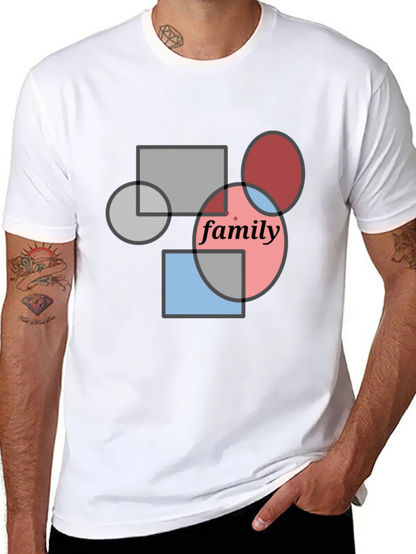 Family Geometric Graphic Tee - Modern Casual Shirt