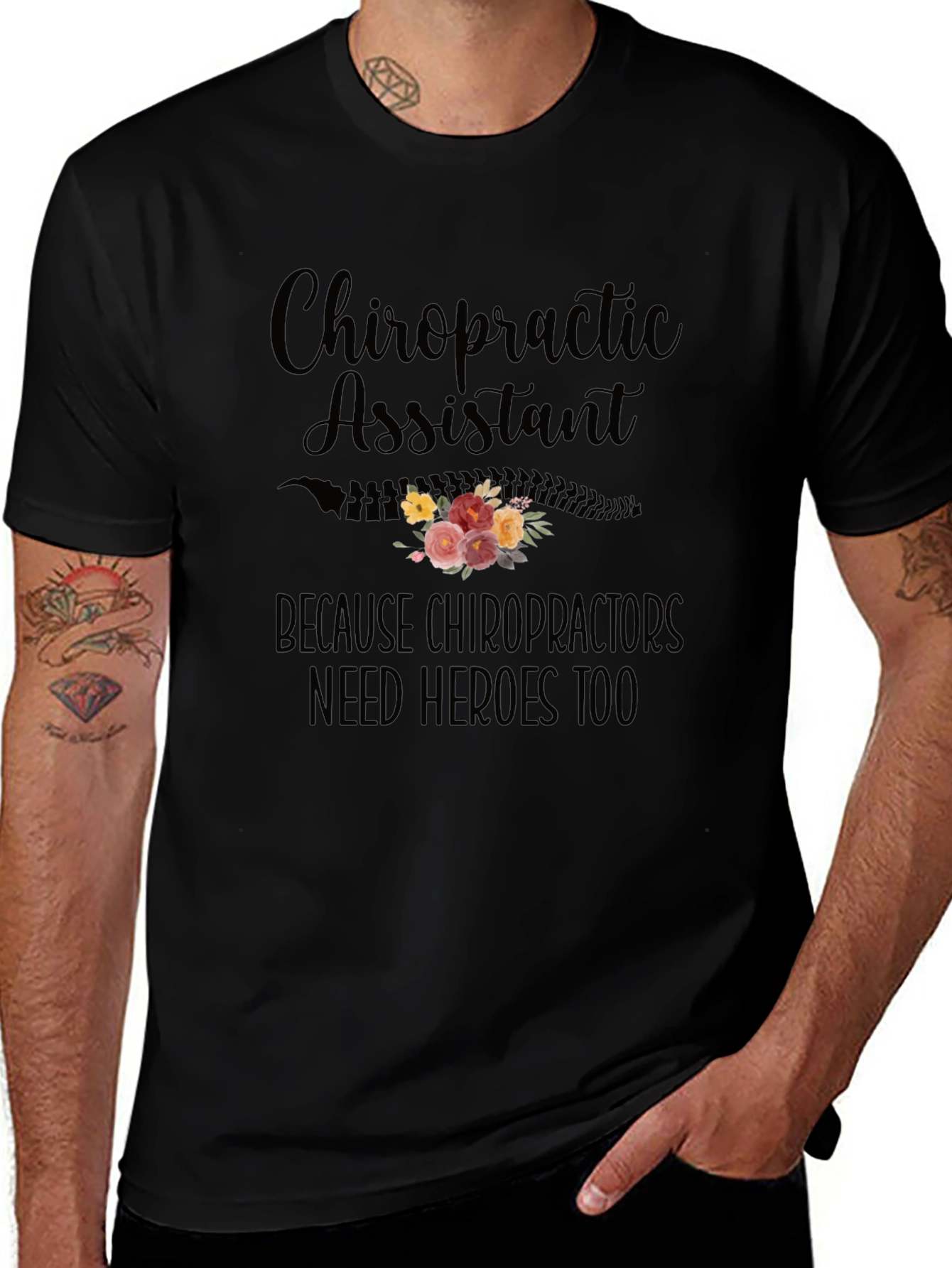 Chiropractic Assistant Hero Black T-Shirt