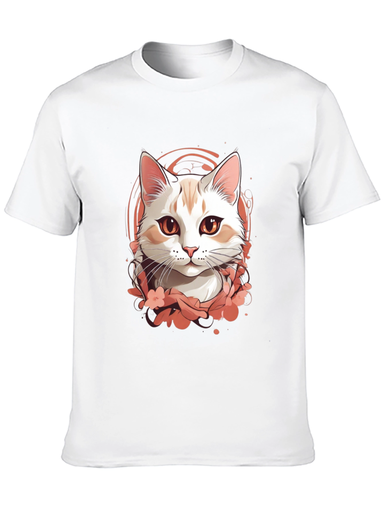 Mens Black T-Shirt with Cat Graphic