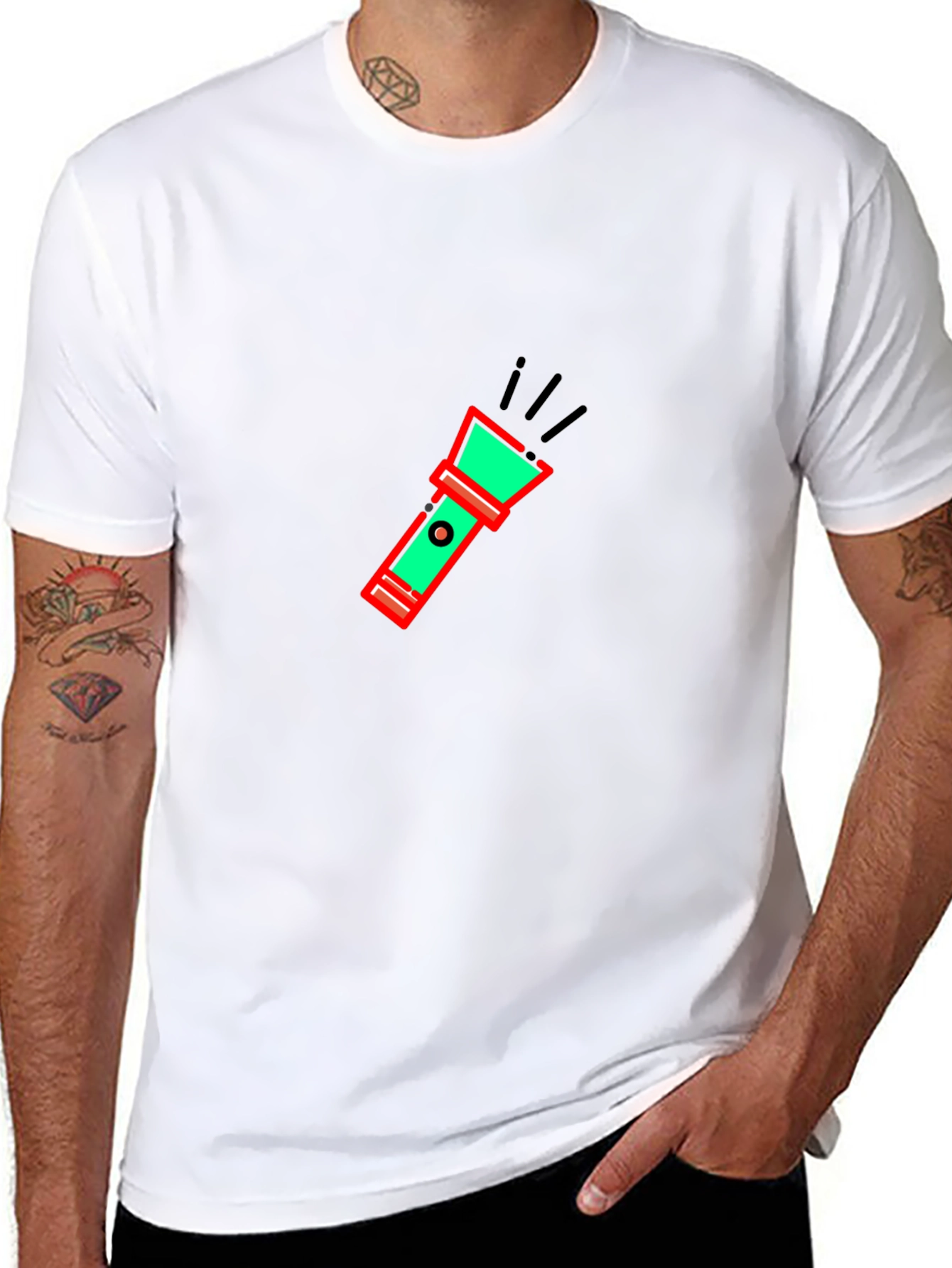 Flashlight Graphic Tee - Black Cotton Comfort
