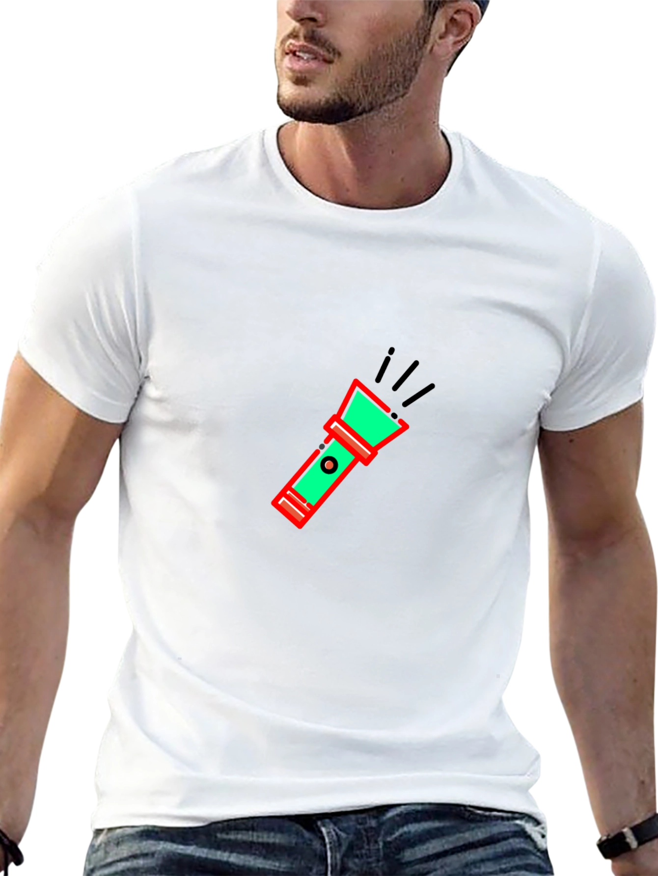 Flashlight Graphic Tee - Black Cotton Comfort