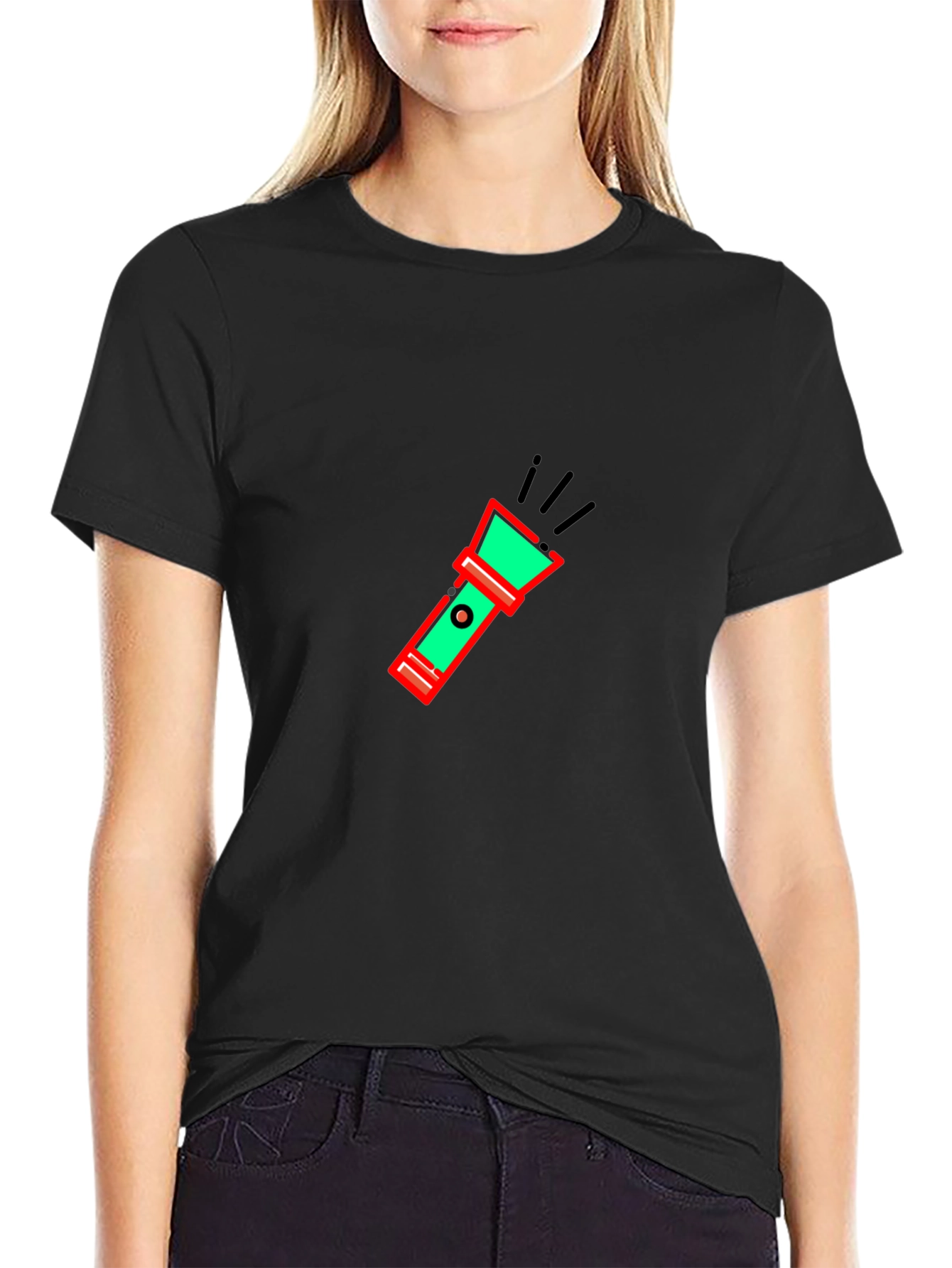 Flashlight Graphic Tee - Black Cotton Comfort
