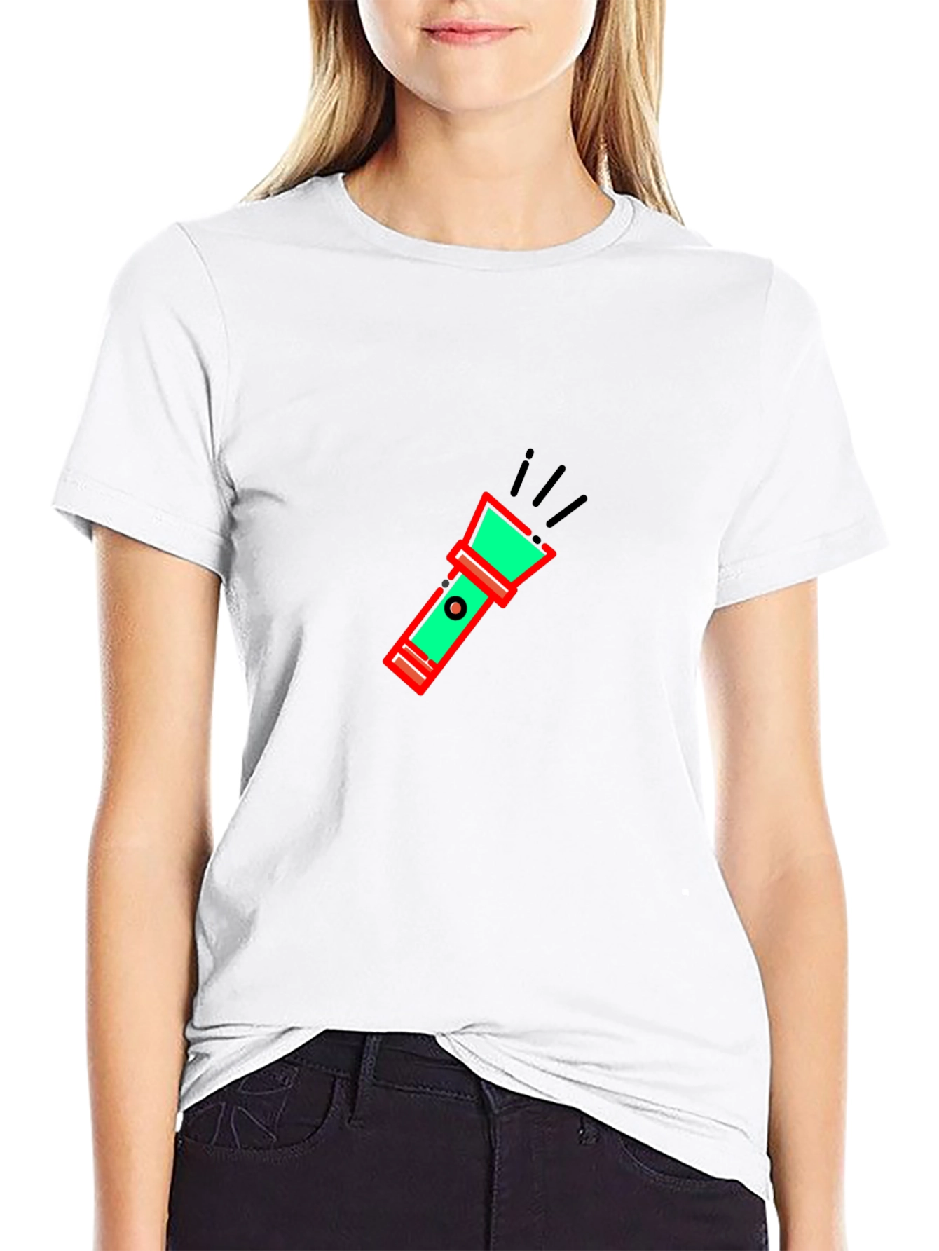 Flashlight Graphic Tee - Black Cotton Comfort
