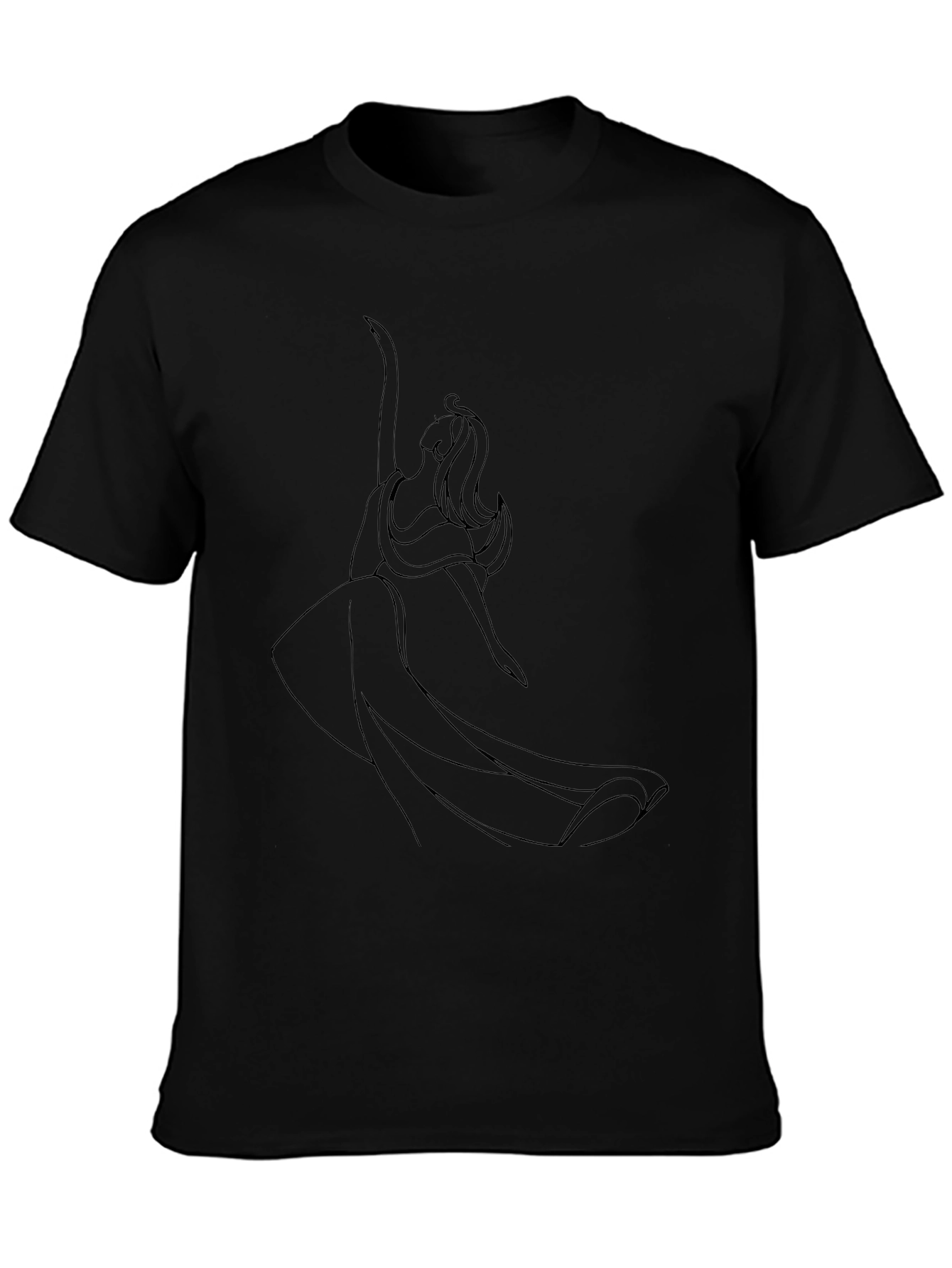Elegant Line Art Black T-Shirt