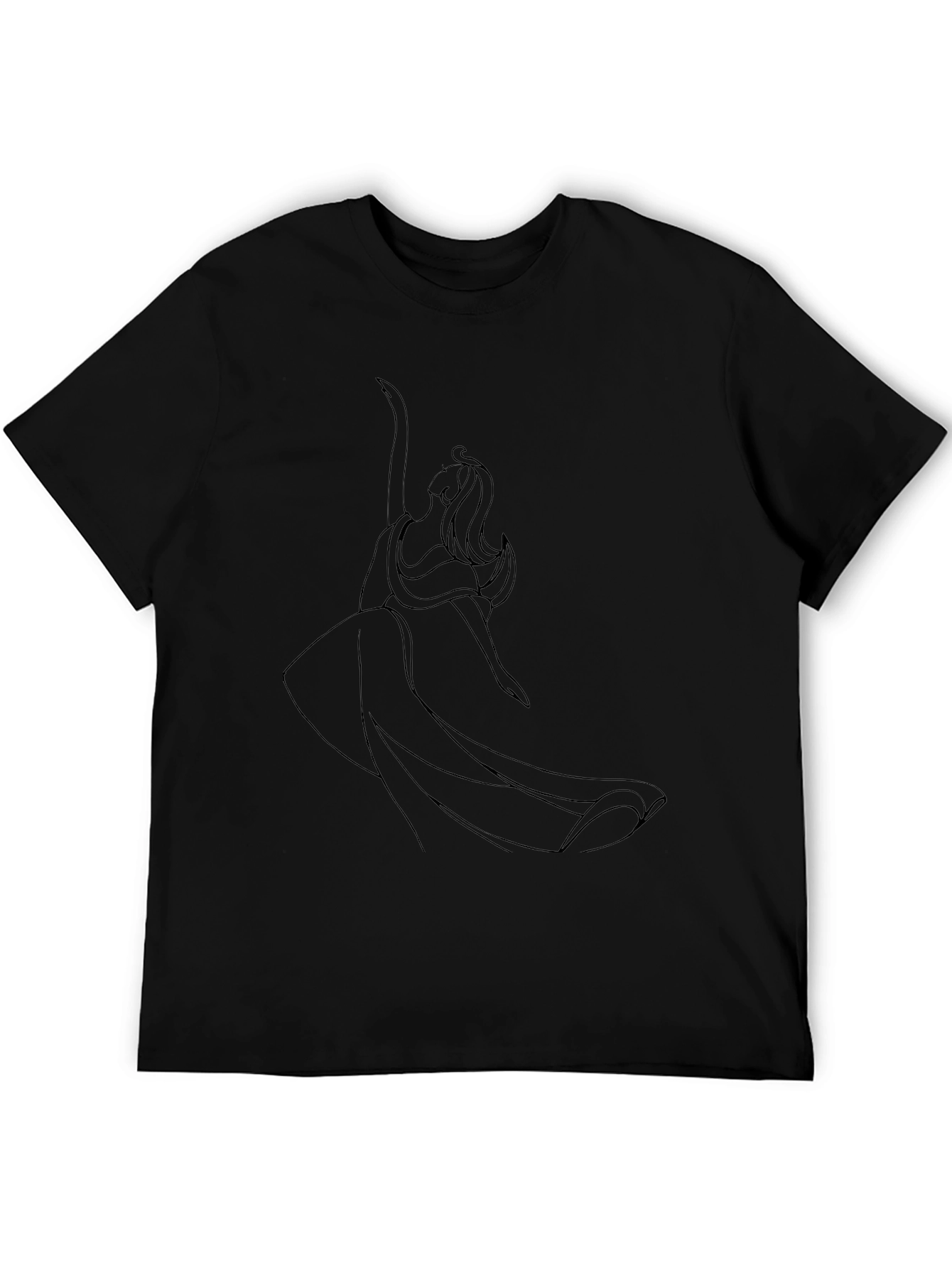 Elegant Line Art Black T-Shirt
