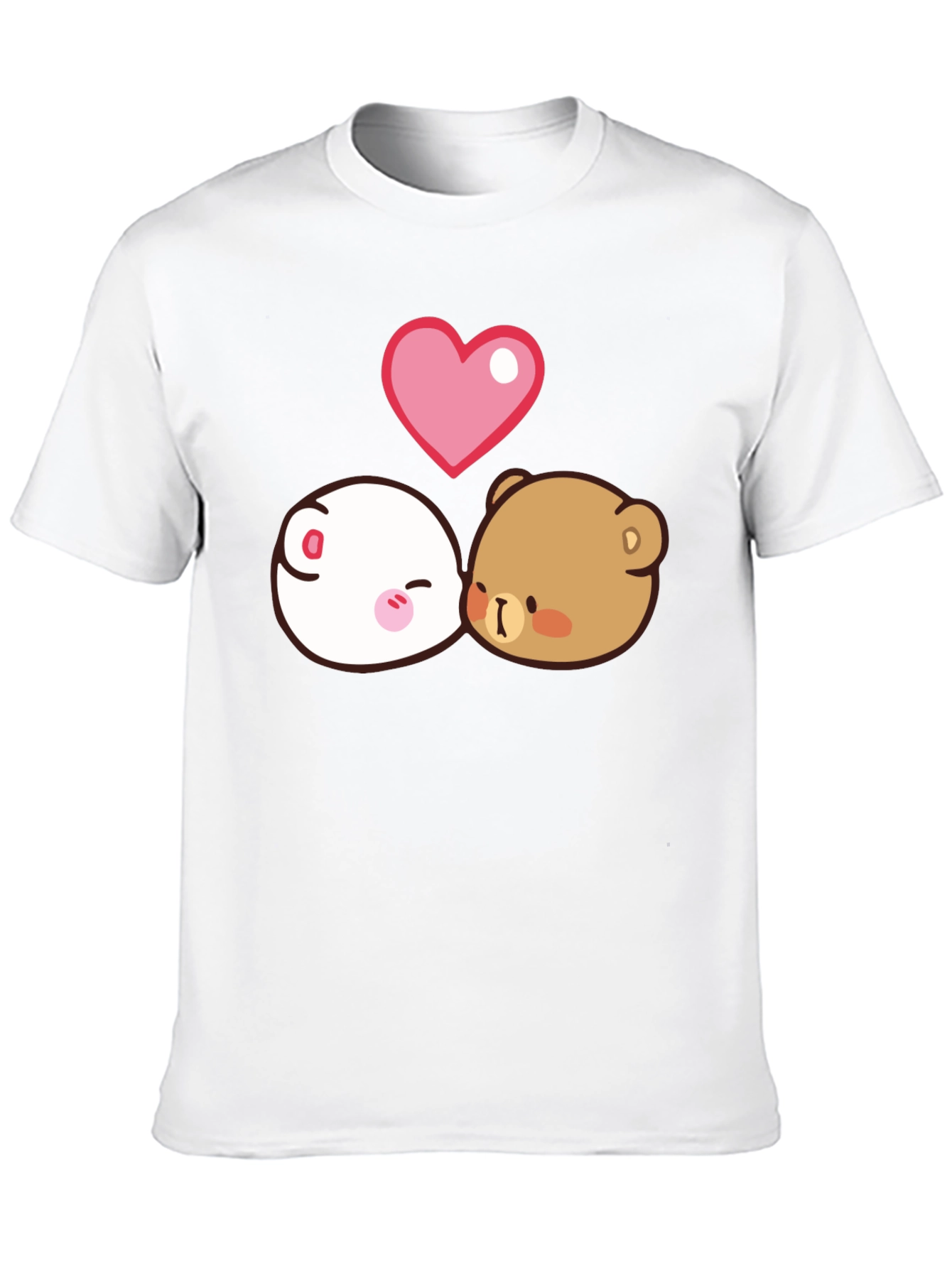 Cute Milk Mocha Bear Love Graphic Black T-Shirt