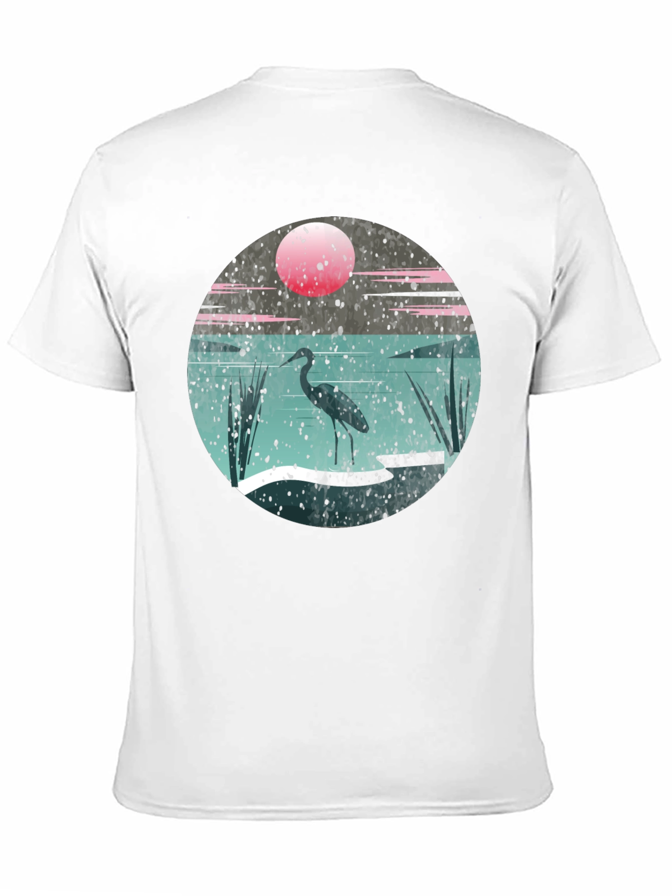 Heron Sunset Graphic Tee - Unique Nature Design
