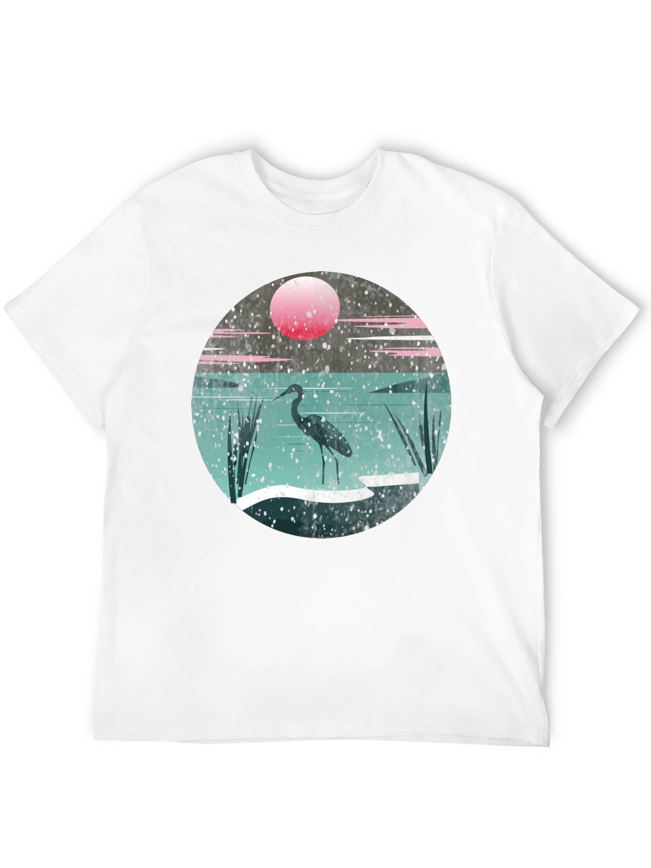 Heron Sunset Graphic Tee - Unique Nature Design