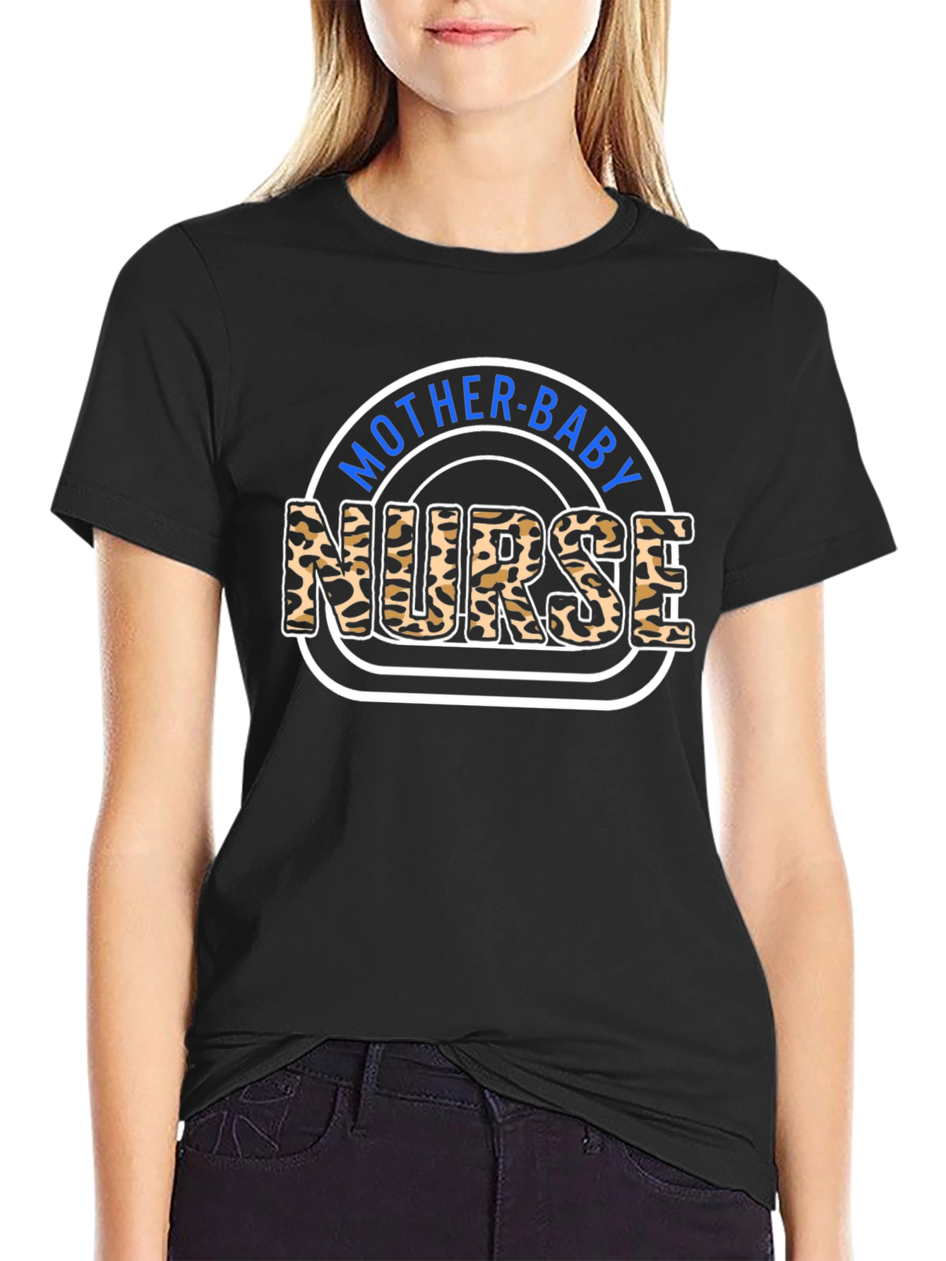 Mother-Baby Nurse Leopard Print T-Shirt