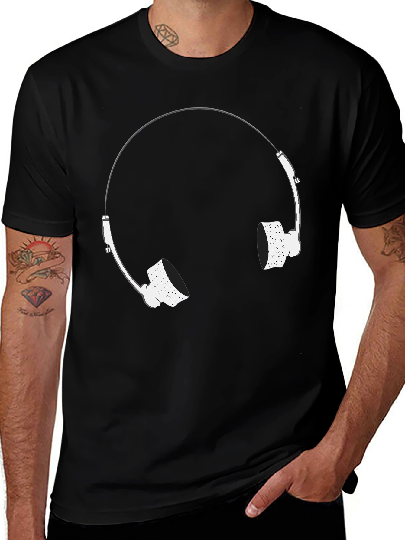 Cool Black T-Shirt with Headphone Graphic