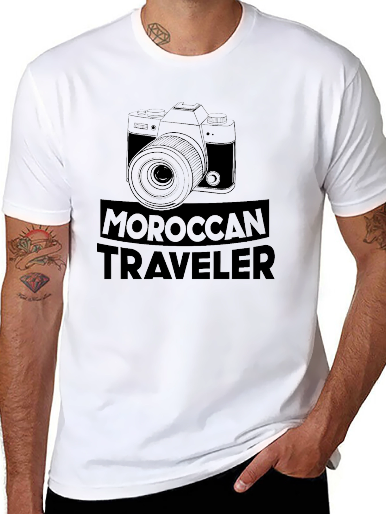 Moroccan Traveler Graphic T-Shirt - Camera Design