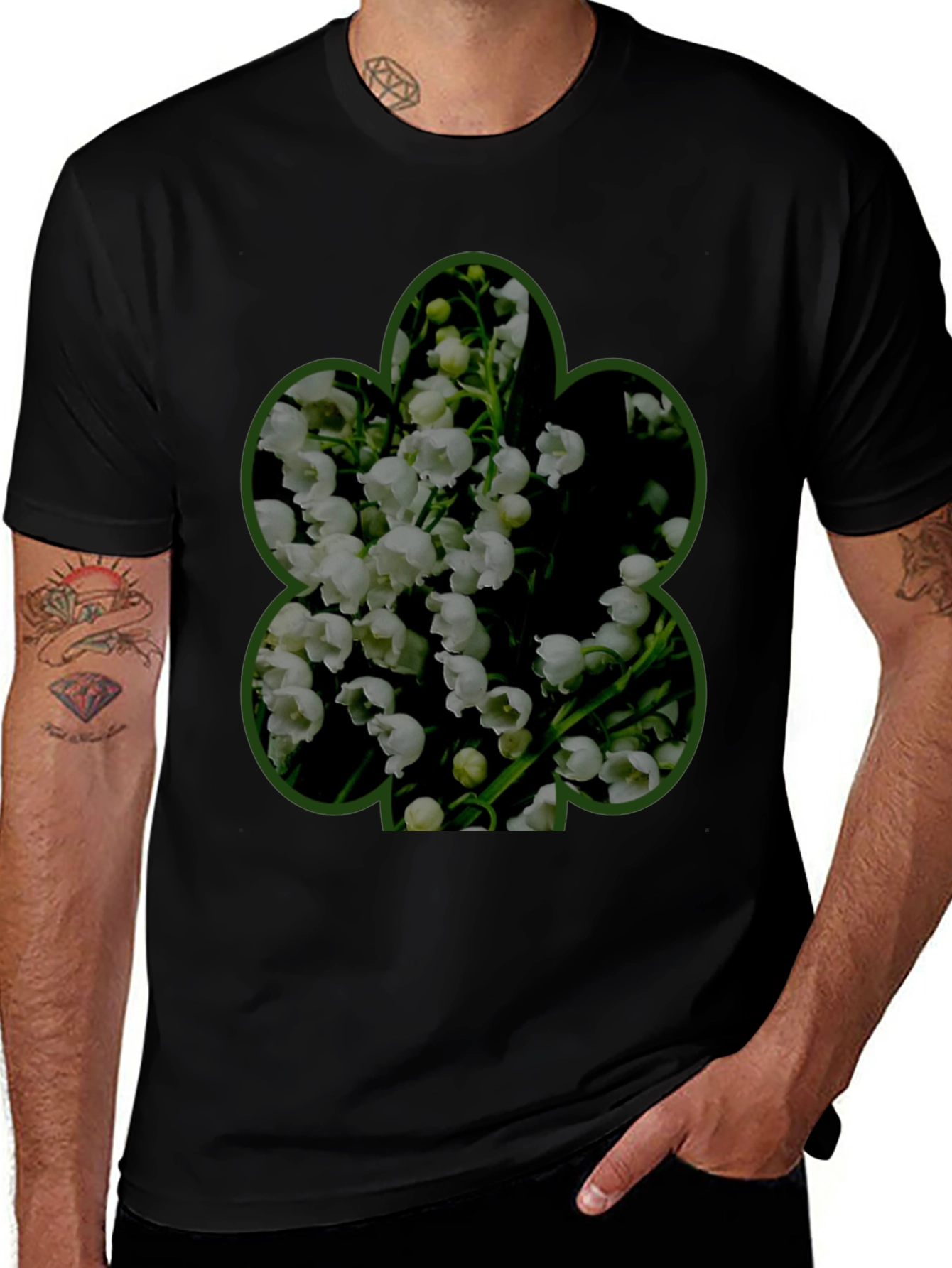 Floral Shamrock Graphic Tee - Mens Black T-Shirt