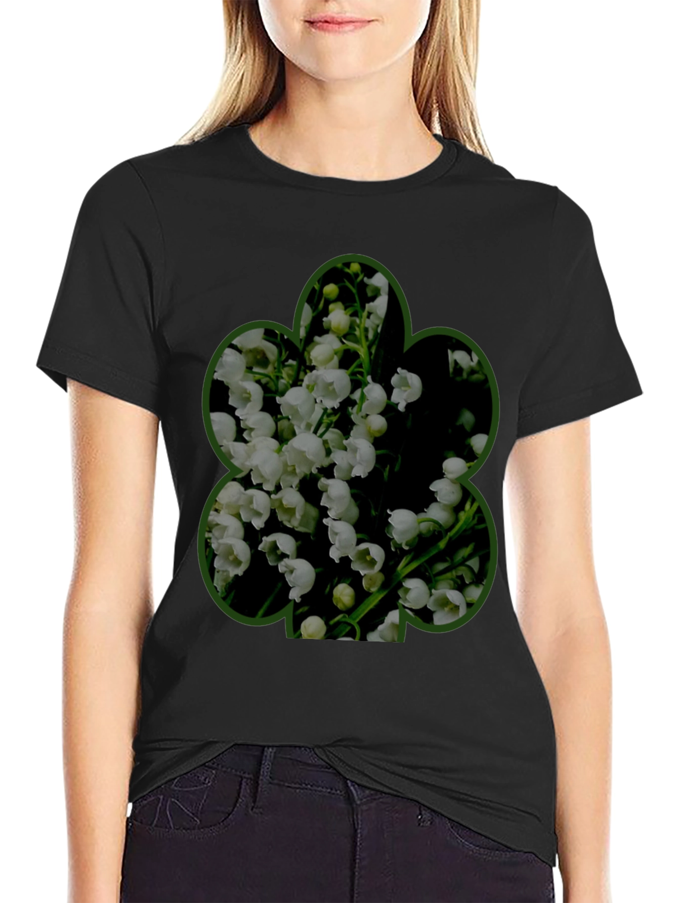 Floral Shamrock Graphic Tee - Mens Black T-Shirt