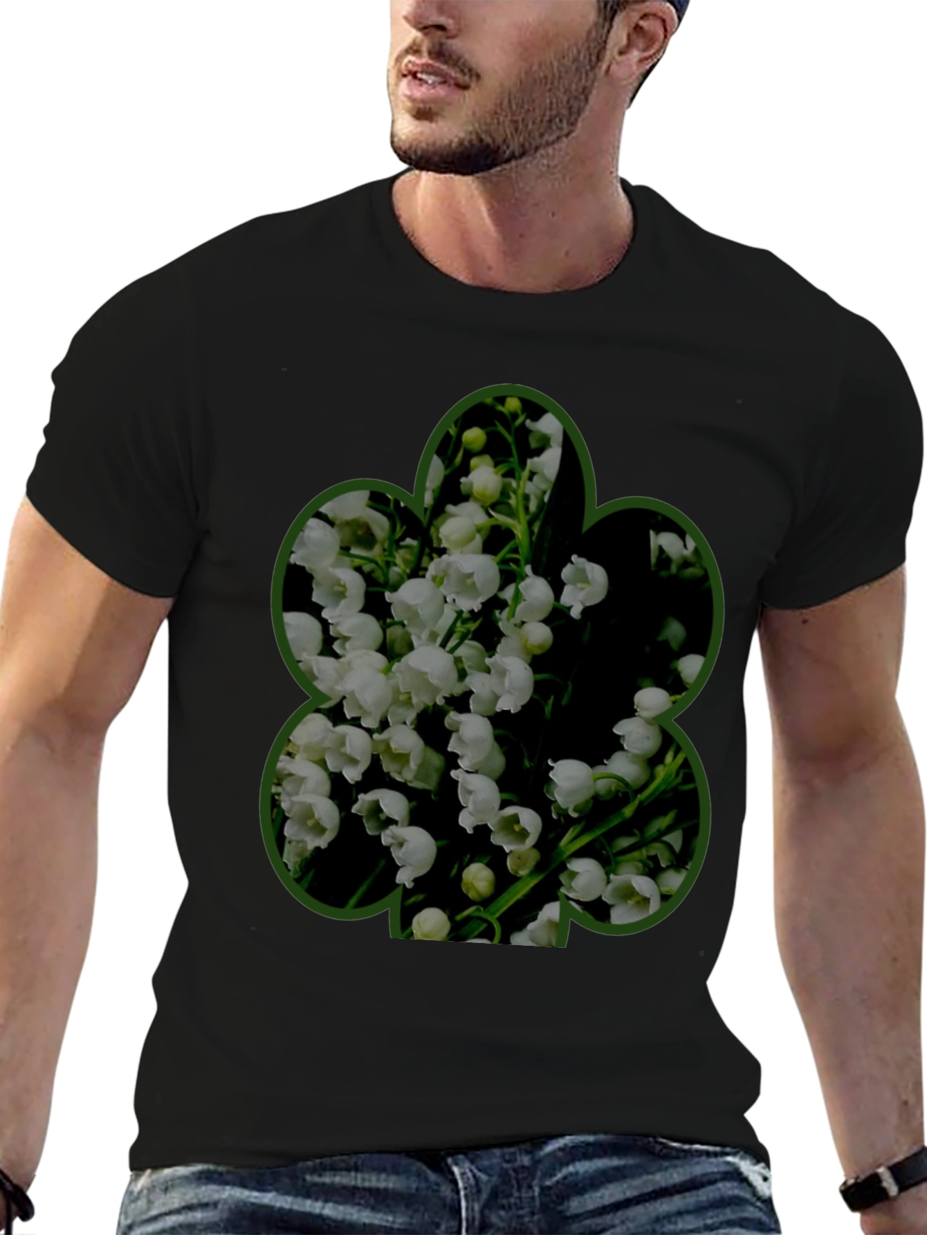 Floral Shamrock Graphic Tee - Mens Black T-Shirt