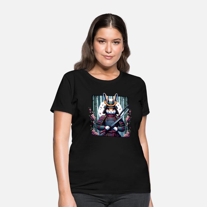 Samurai Rabbit with Katana and Cherry Blossoms