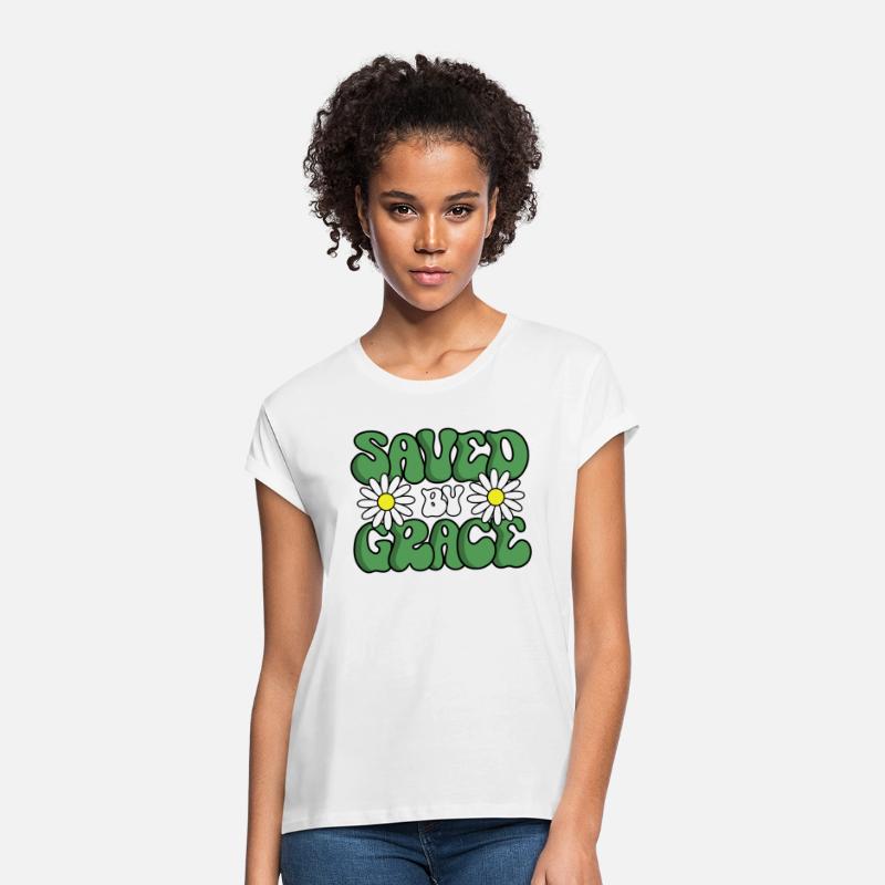 Saved By Grace Green Groovy Flower Design