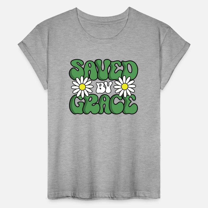 Saved By Grace Green Groovy Flower Design