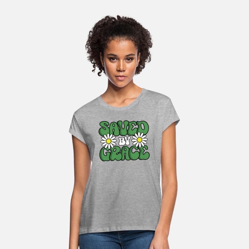 Saved By Grace Green Groovy Flower Design