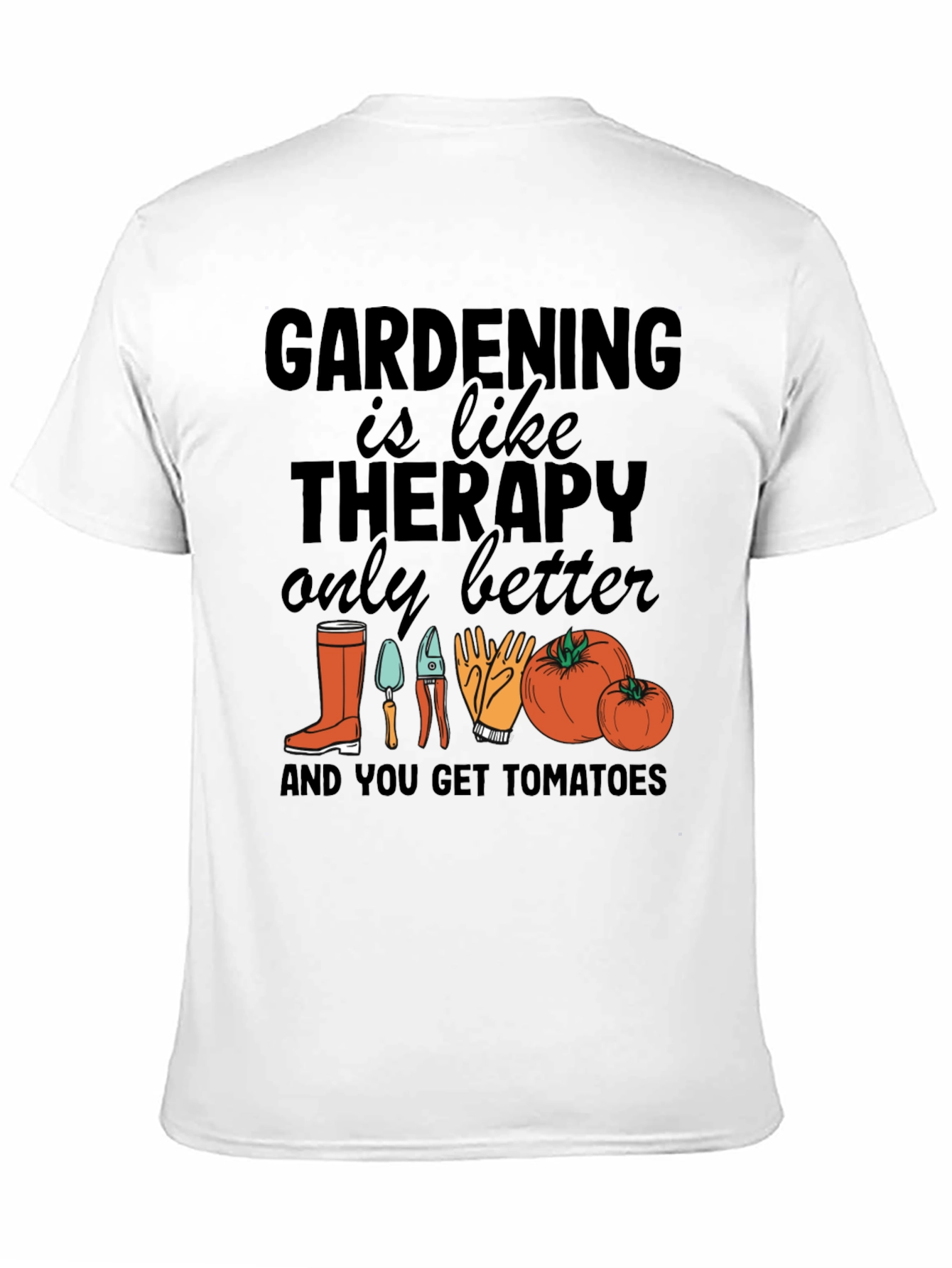 Gardening is Like Therapy Black T-Shirt