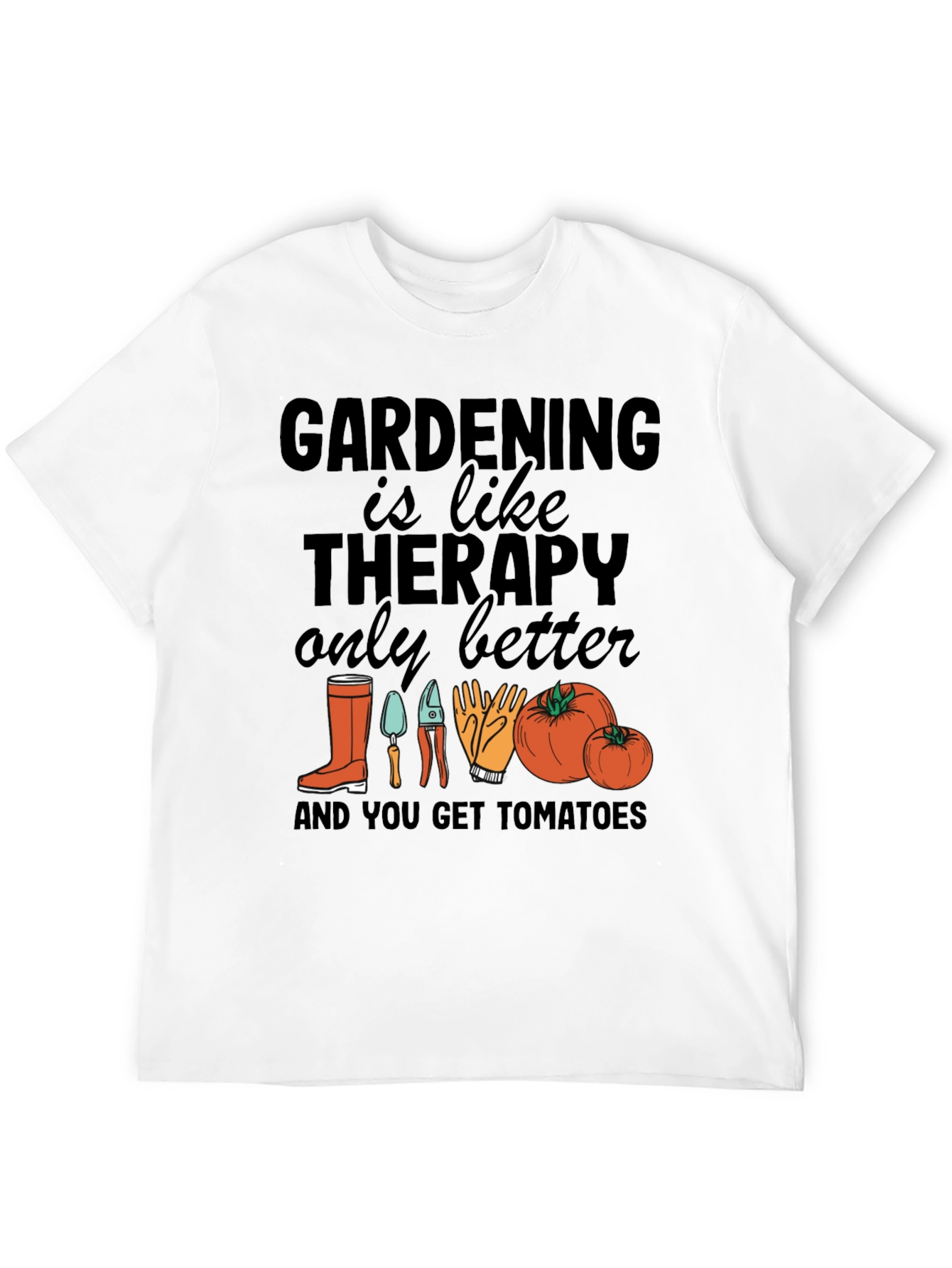 Gardening is Like Therapy Black T-Shirt