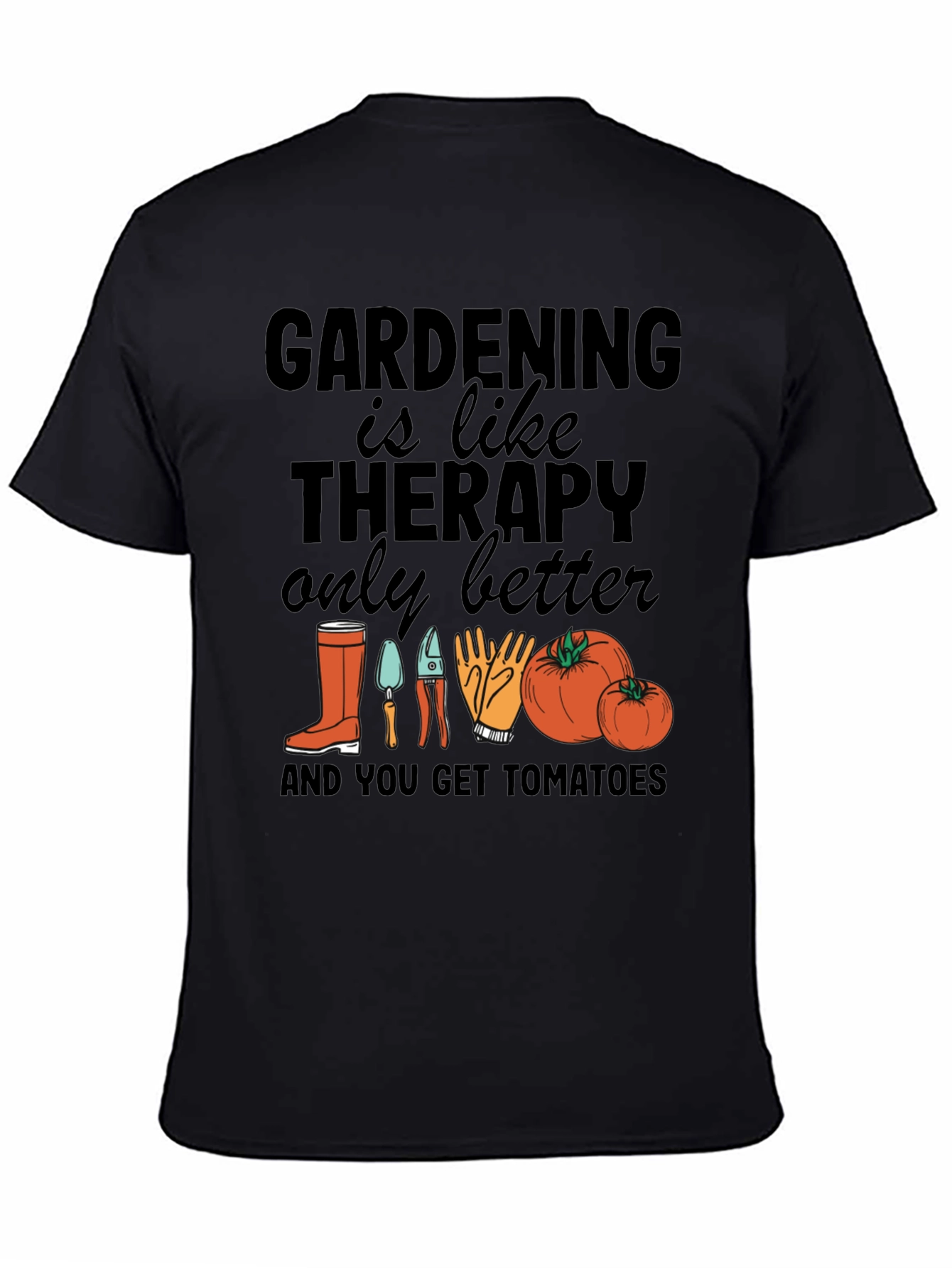 Gardening is Like Therapy Black T-Shirt