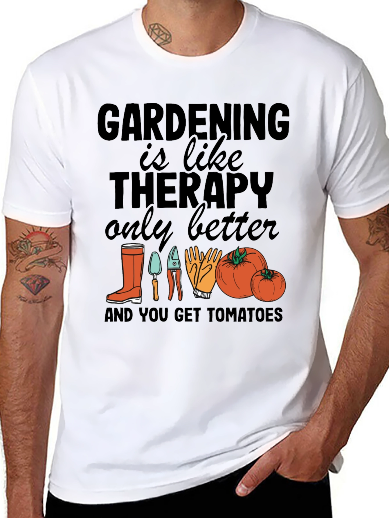 Gardening is Like Therapy Black T-Shirt
