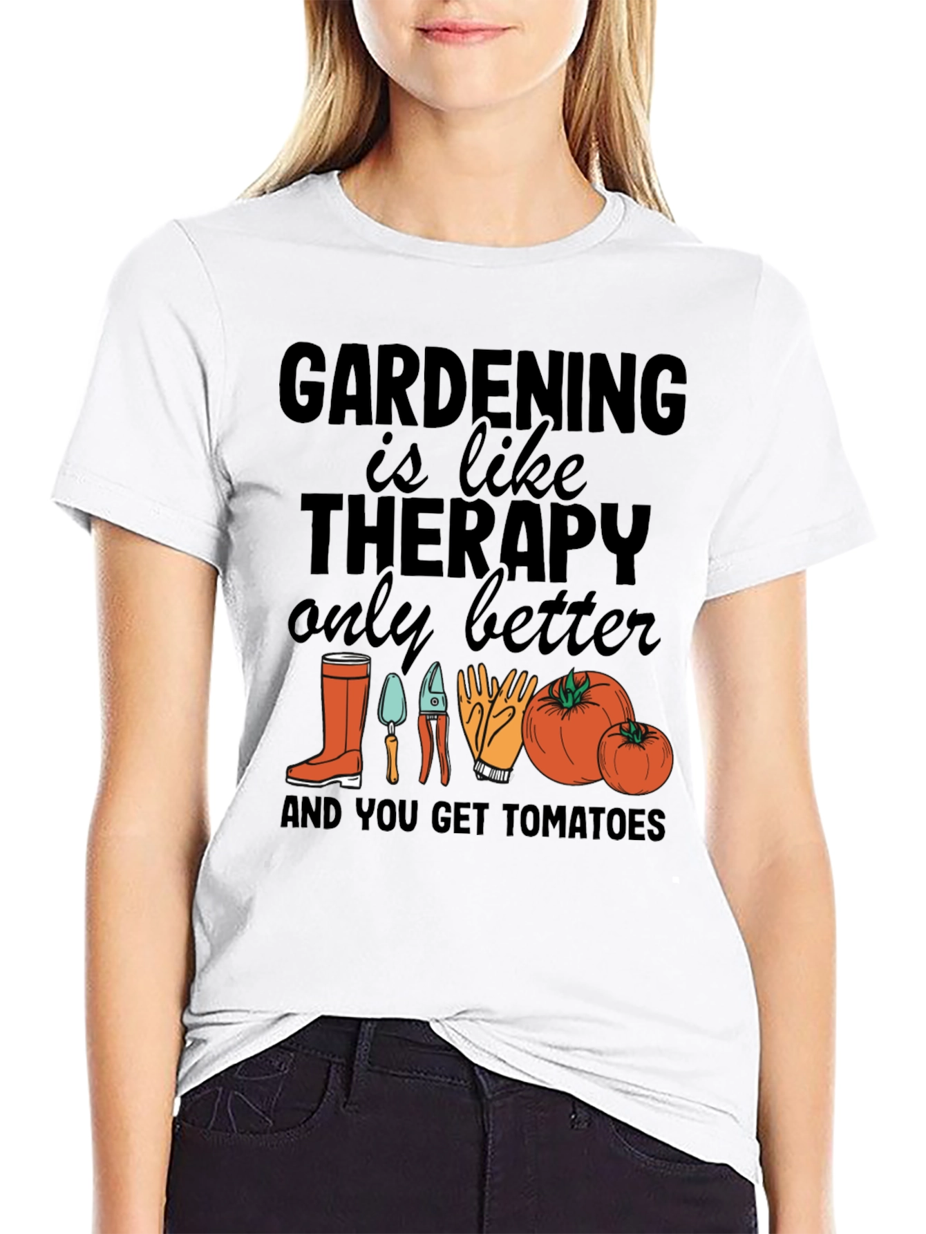 Gardening is Like Therapy Black T-Shirt