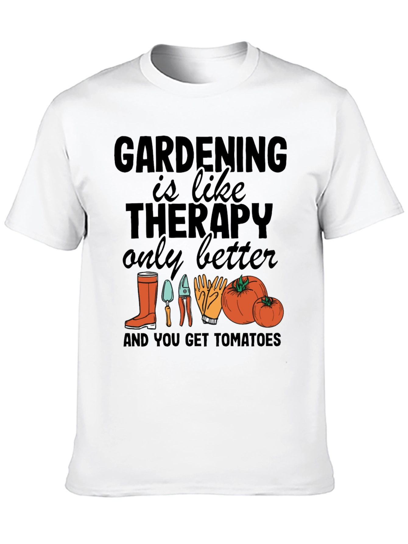 Gardening is Like Therapy Black T-Shirt