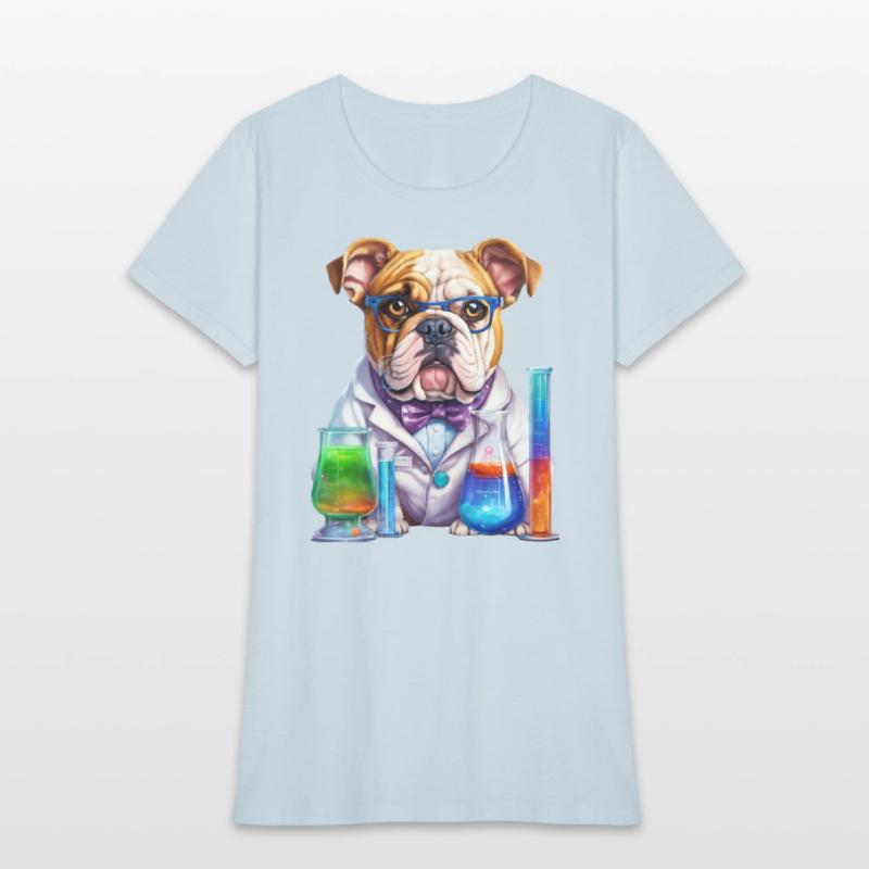 Scientist dog. Dog wearing glasses, white coat, bo