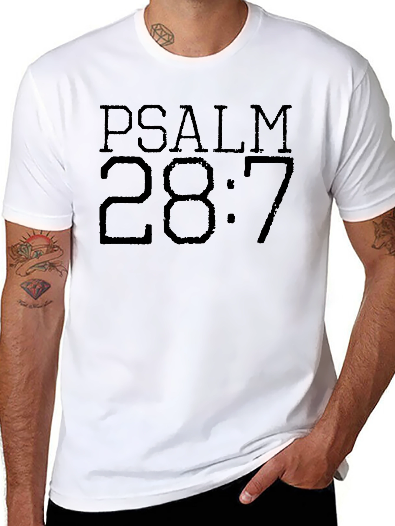 Psalm 28:7 Graphic Tee - Christian Faith T-Shirt