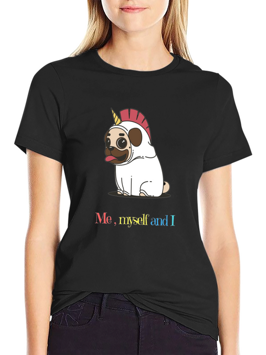 Unicorn Pug T-Shirt - Me Myself and I