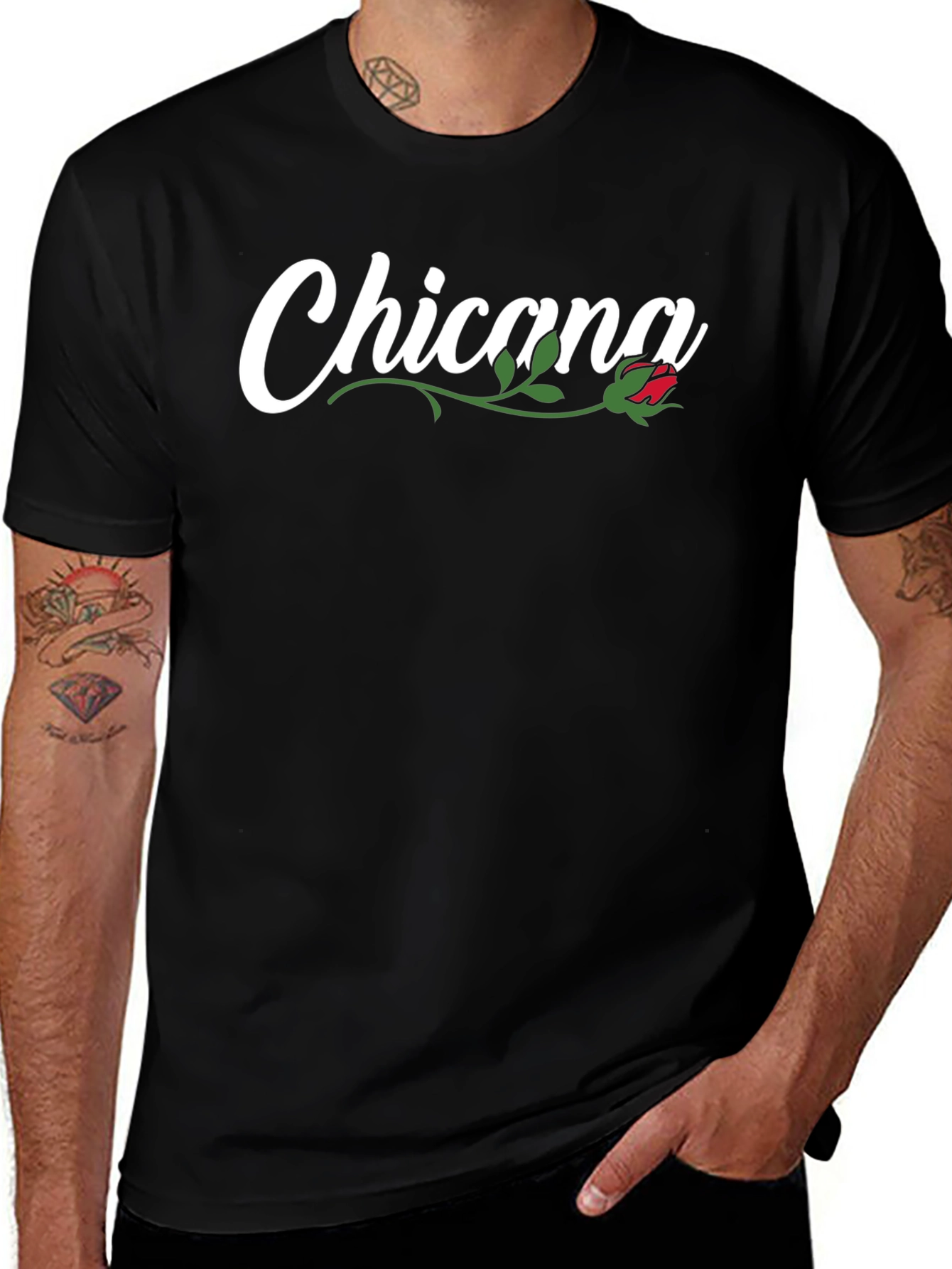 Chicana Rose Graphic Black T-Shirt