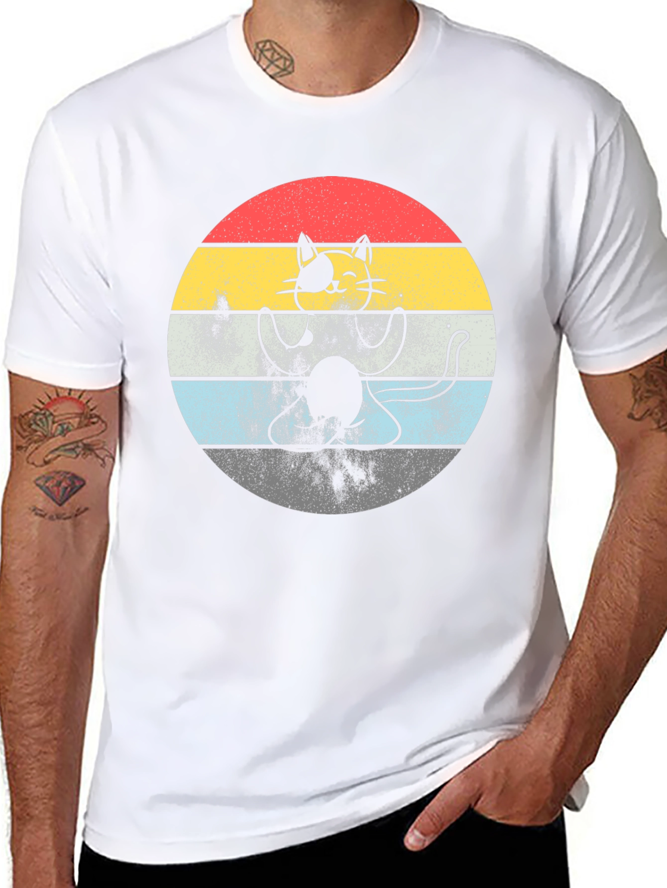Retro Cat T-Shirt - Funny Yoga Kitty Tee