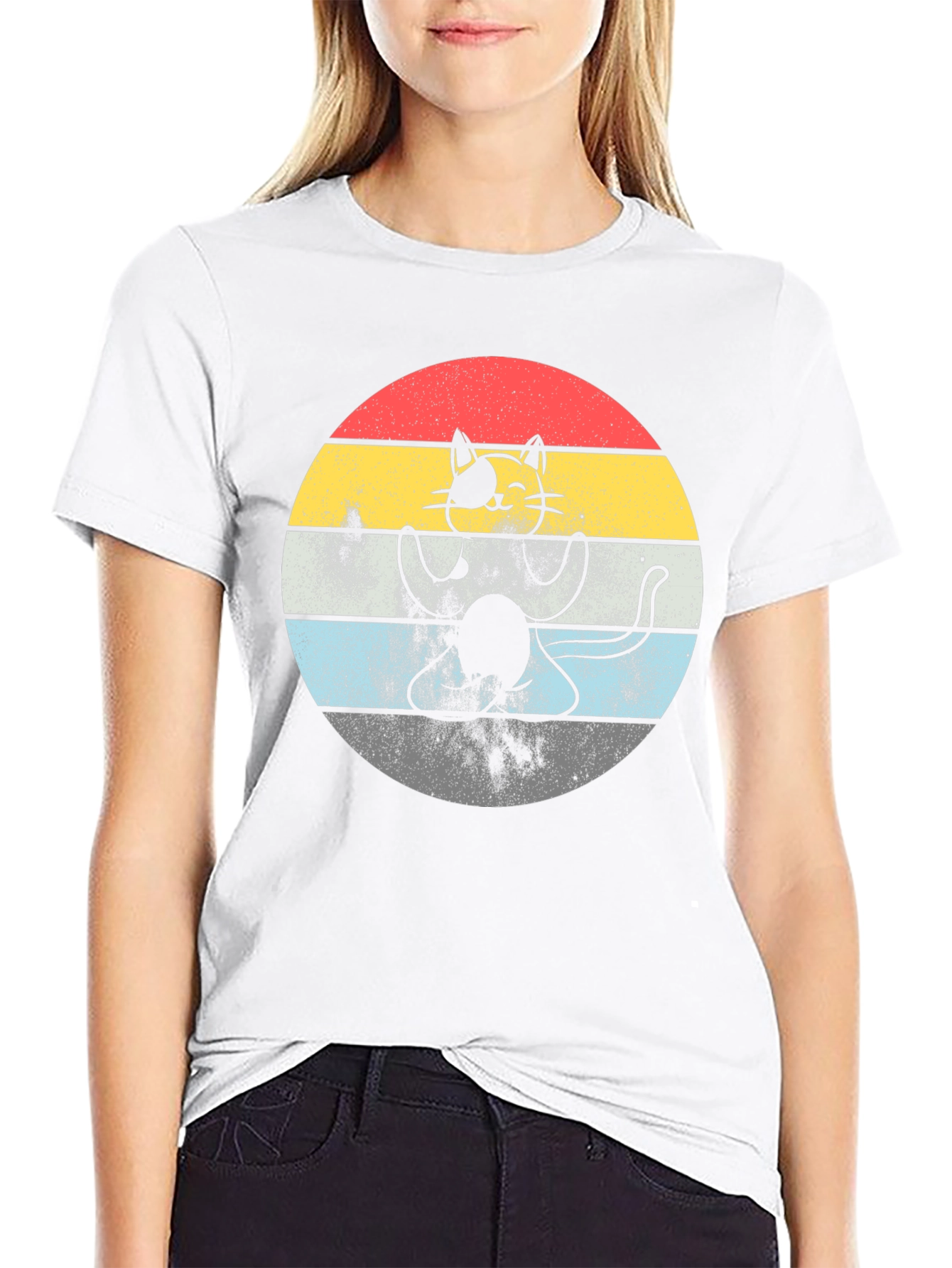 Retro Cat T-Shirt - Funny Yoga Kitty Tee