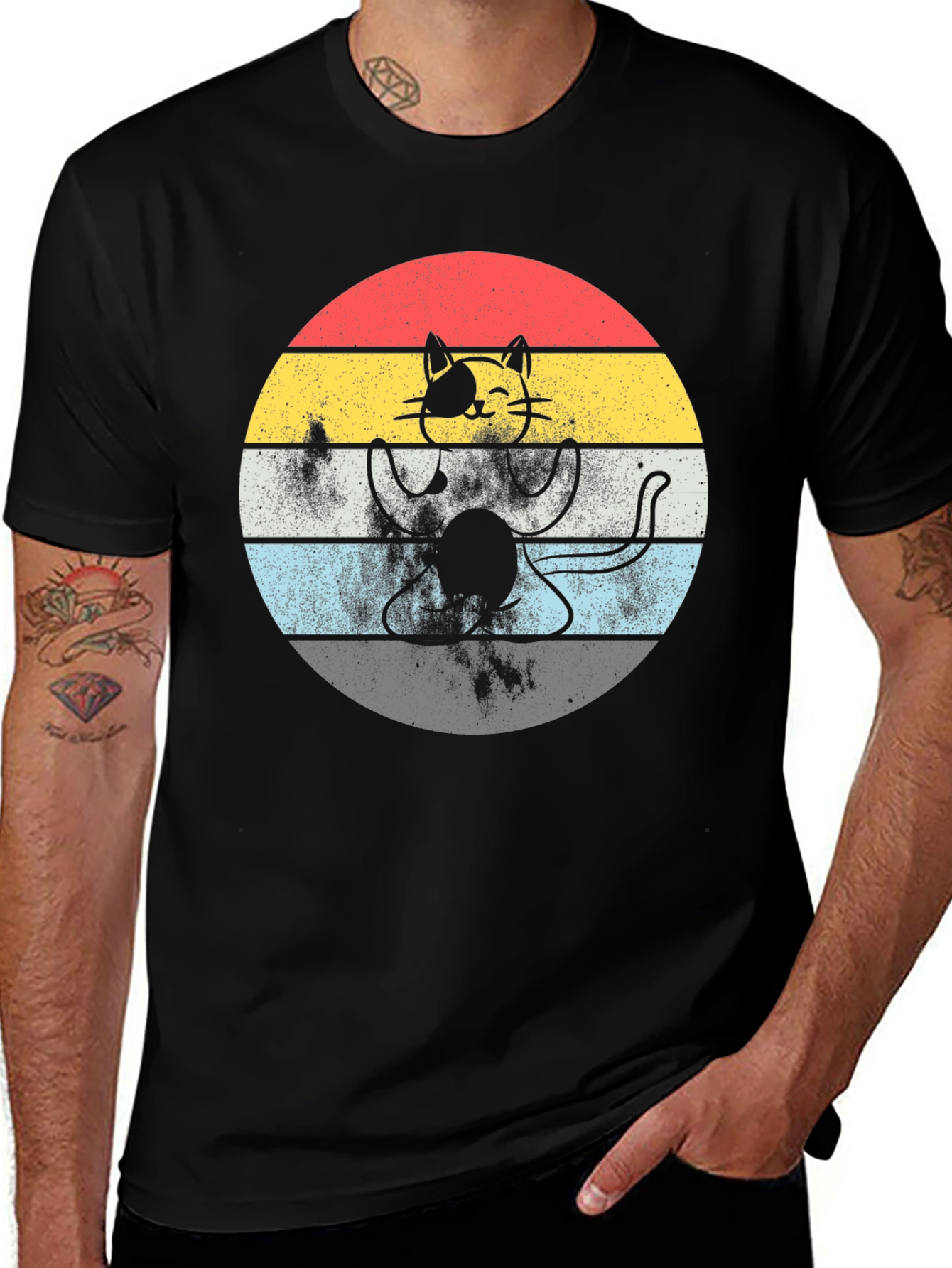 Retro Cat T-Shirt - Funny Yoga Kitty Tee