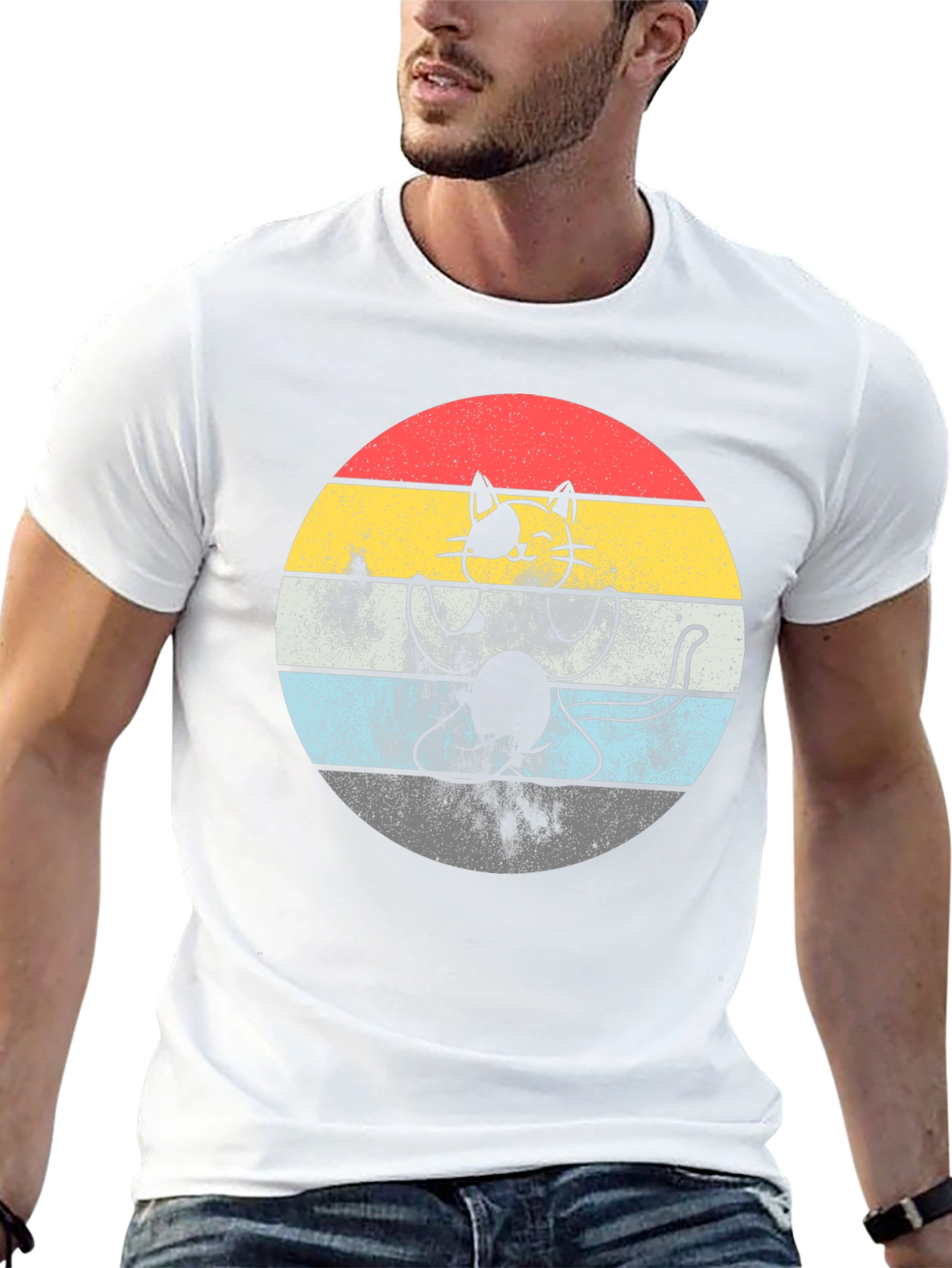 Retro Cat T-Shirt - Funny Yoga Kitty Tee