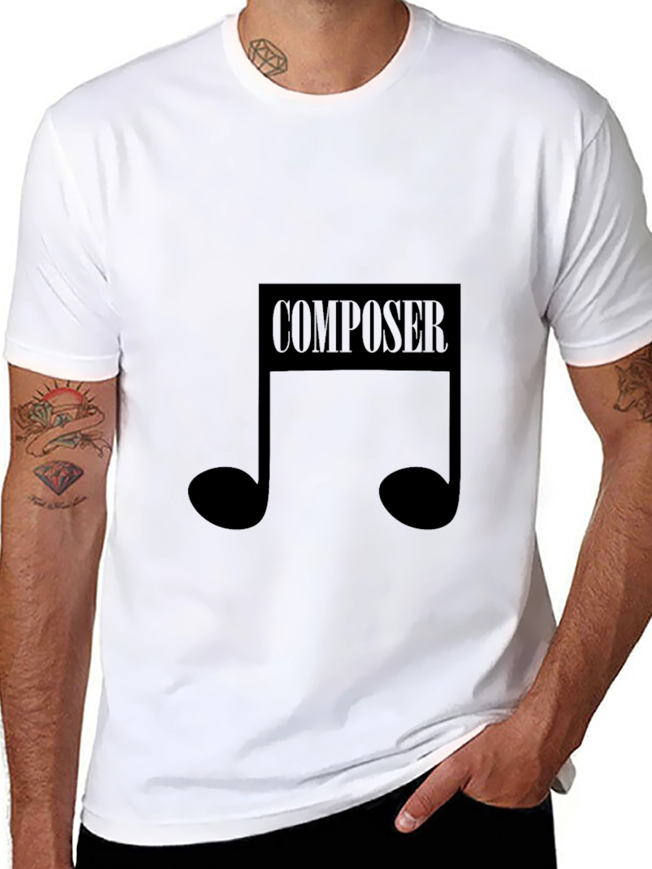 Composer Music Note Graphic Black T-Shirt