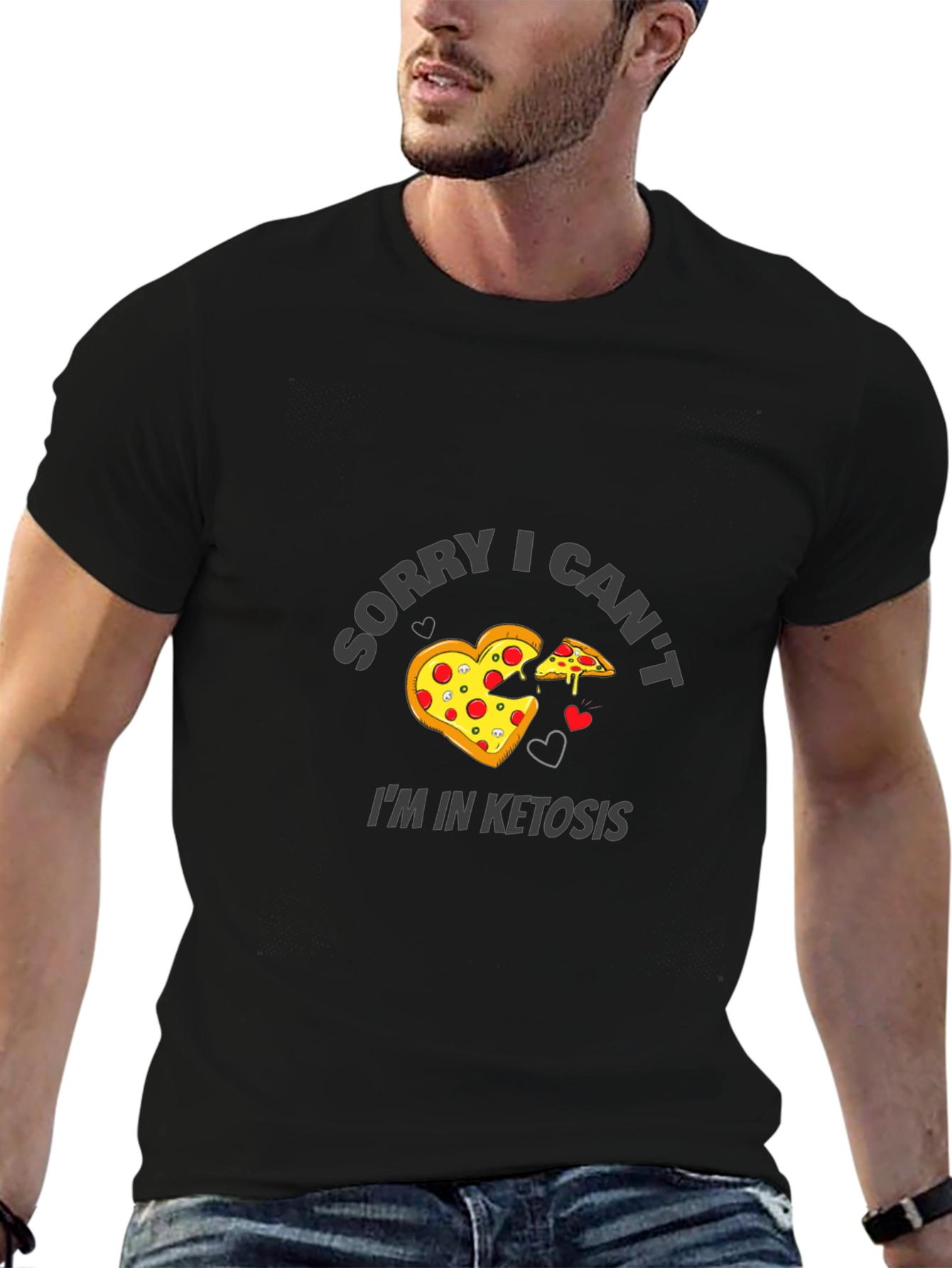 Funny Keto Pizza Black T-Shirt