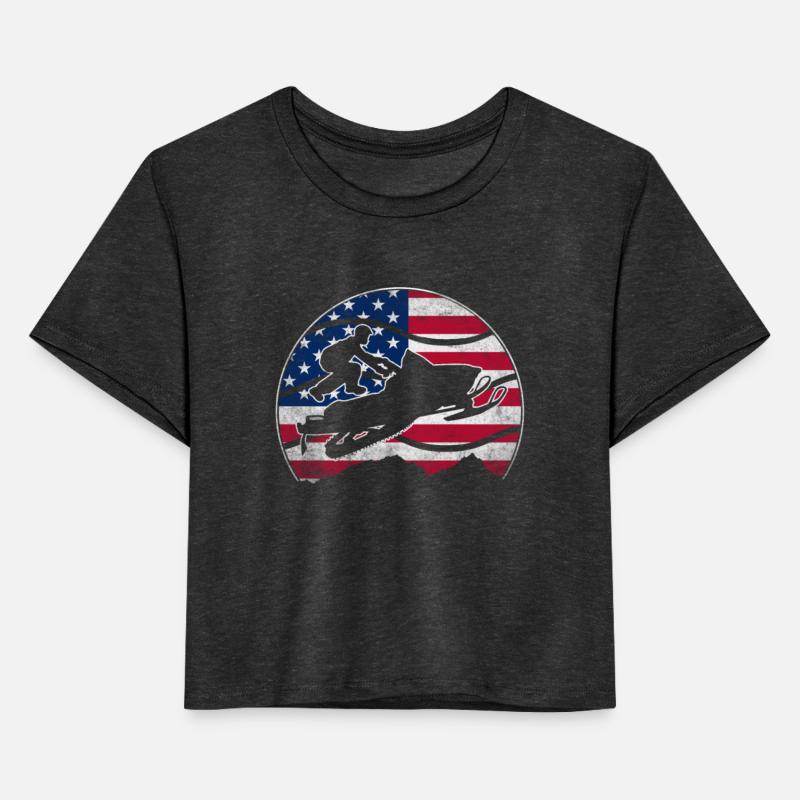 Snowmobile USA American Flag Snocross Winter Sport