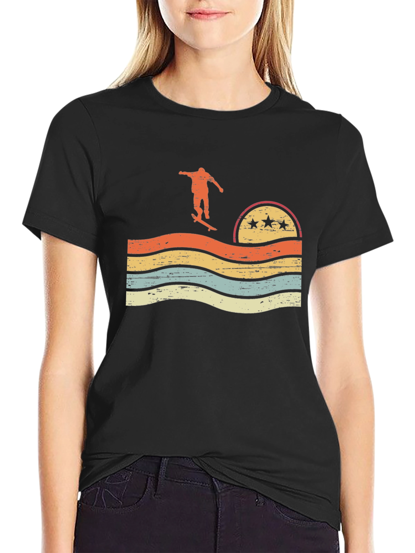 Retro Skater Graphic T-Shirt - Black