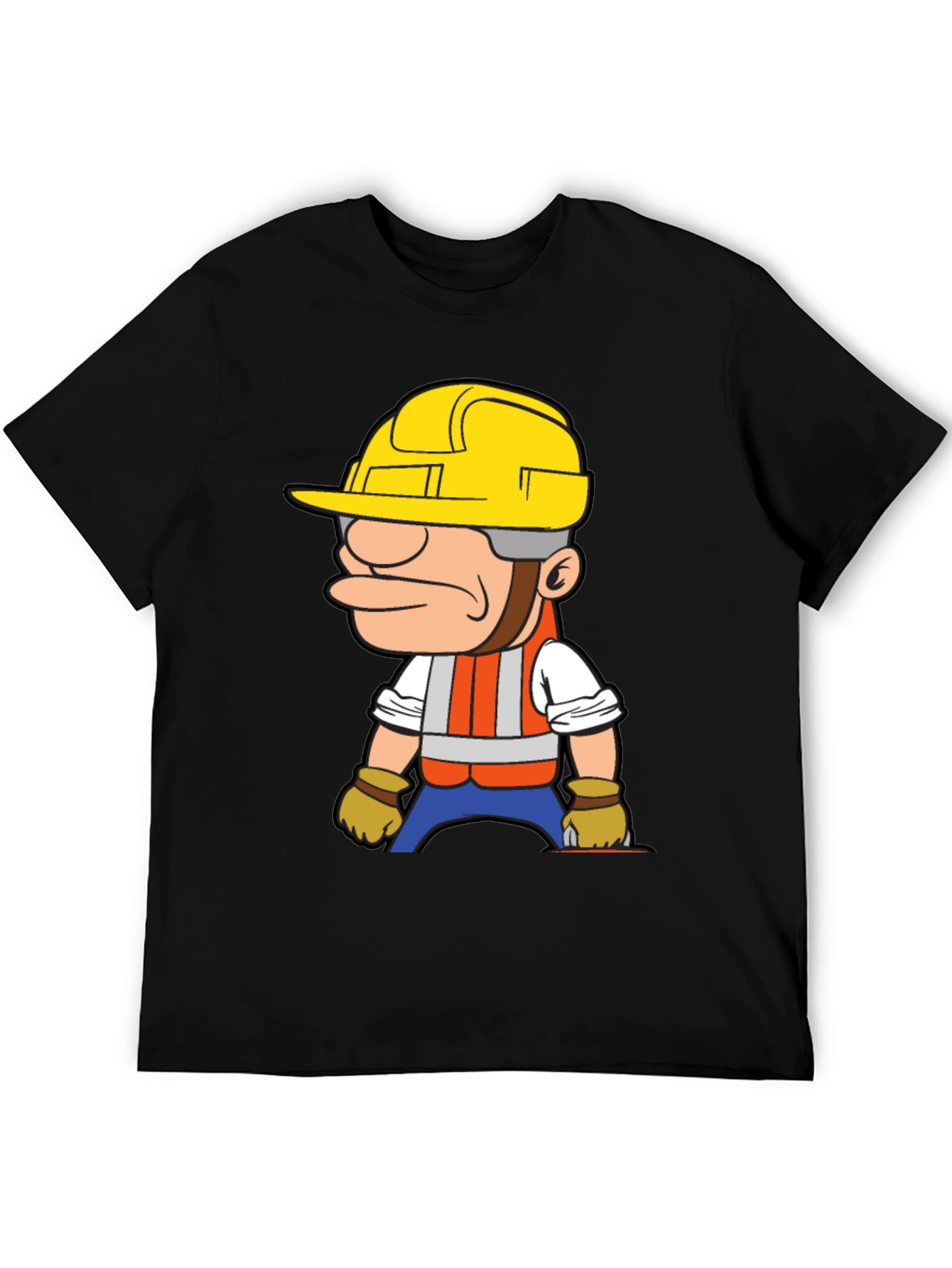 Construction Worker Cartoon Graphic T-Shirt