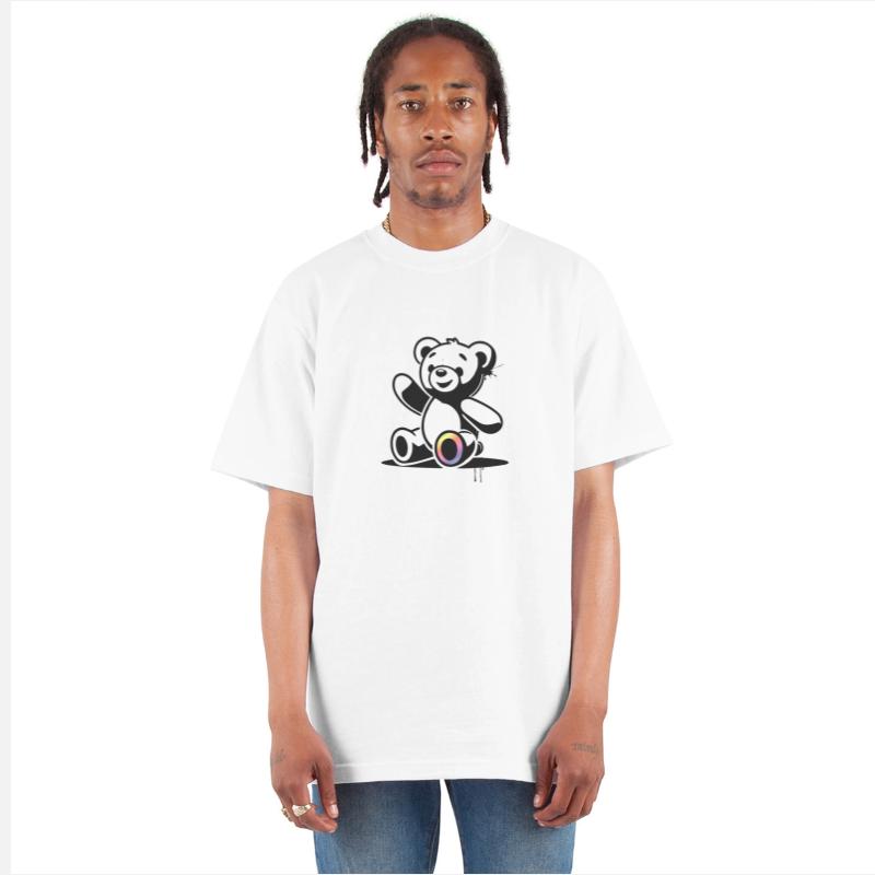 Stencil Teddy with rainbow accent