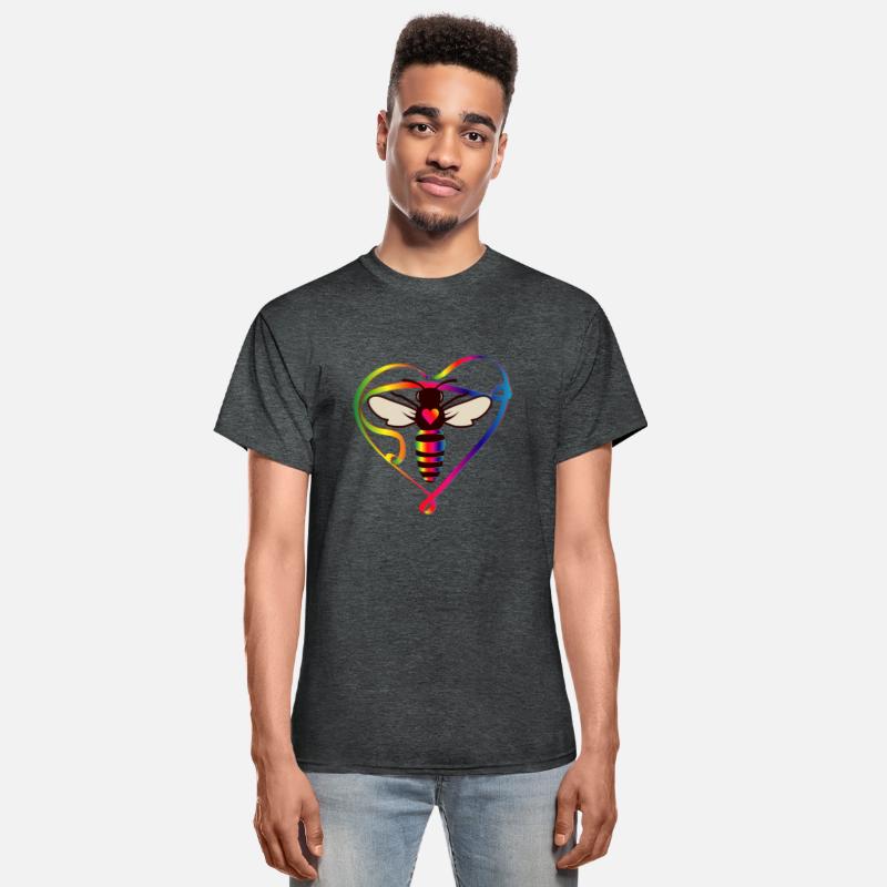 stylized bee in a colorful look and bee heart