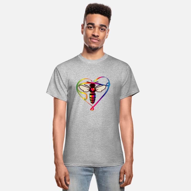 stylized bee in a colorful look and bee heart