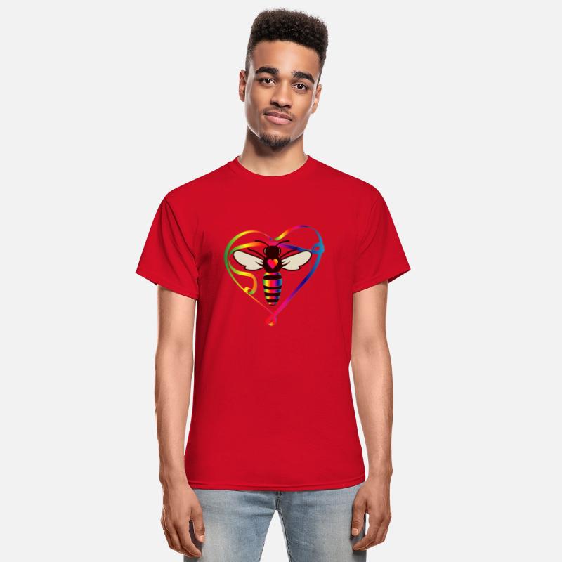 stylized bee in a colorful look and bee heart