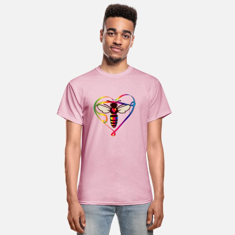 stylized bee in a colorful look and bee heart
