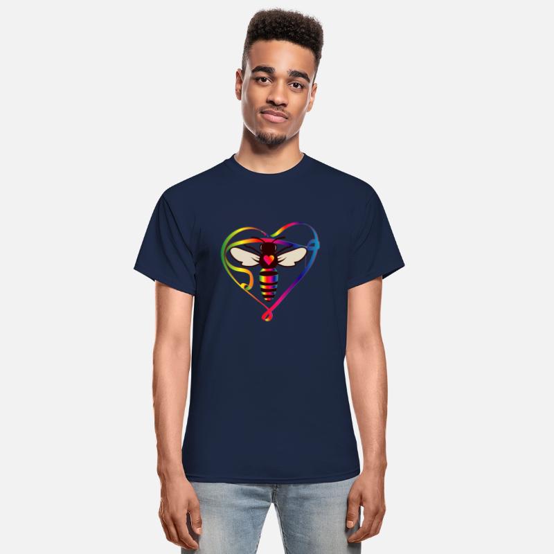 stylized bee in a colorful look and bee heart