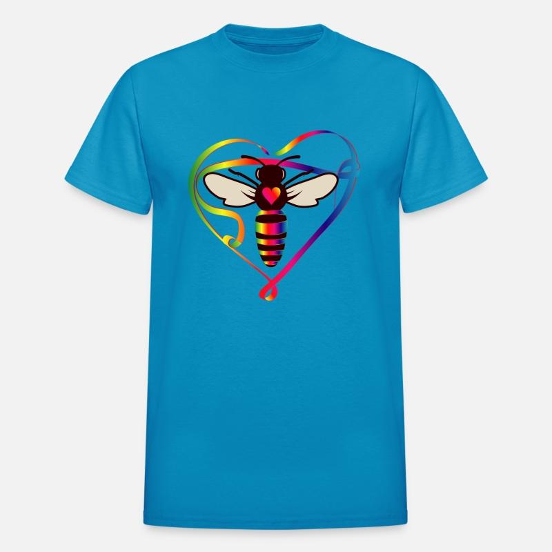 stylized bee in a colorful look and bee heart