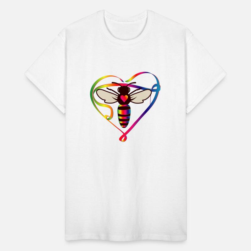 stylized bee in a colorful look and bee heart